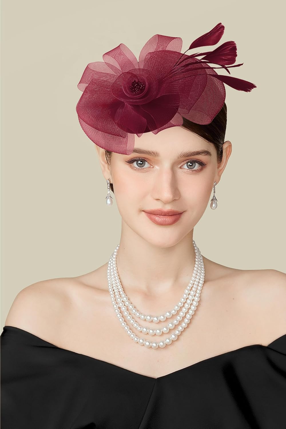 Fascinators Hats for Women - Tea Party Kentucky Fascinator Derby Pillbox Hat Flower Tulle Headband with Hair Clip - Image 4