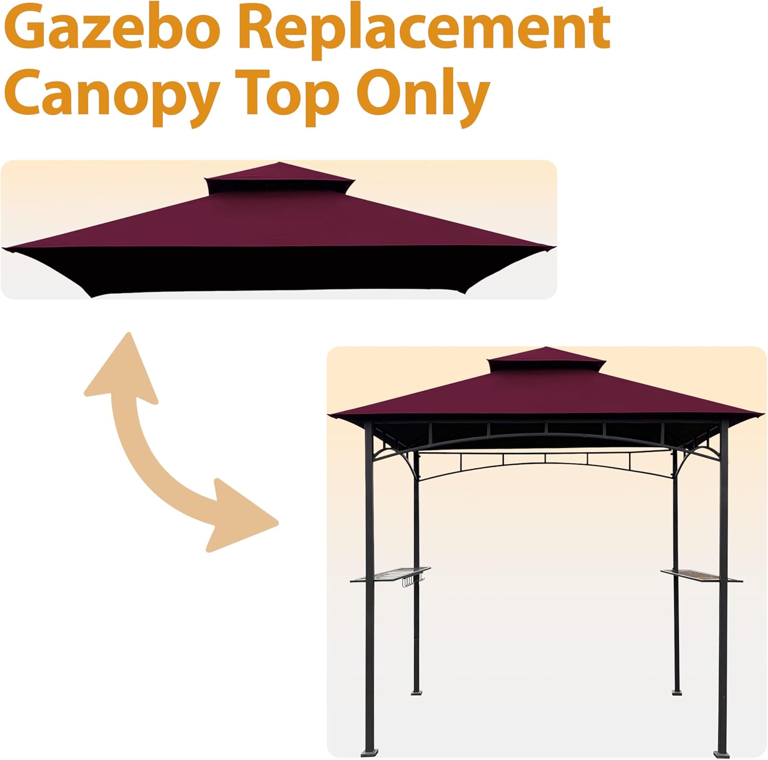 Coastshade Replacement Gill Gazebo BBQ Canopy Top for Model #L-GG001PST-F,8x5 Gazebo Grill Canopy BBQ Gazebos Top Only(Burgundy)