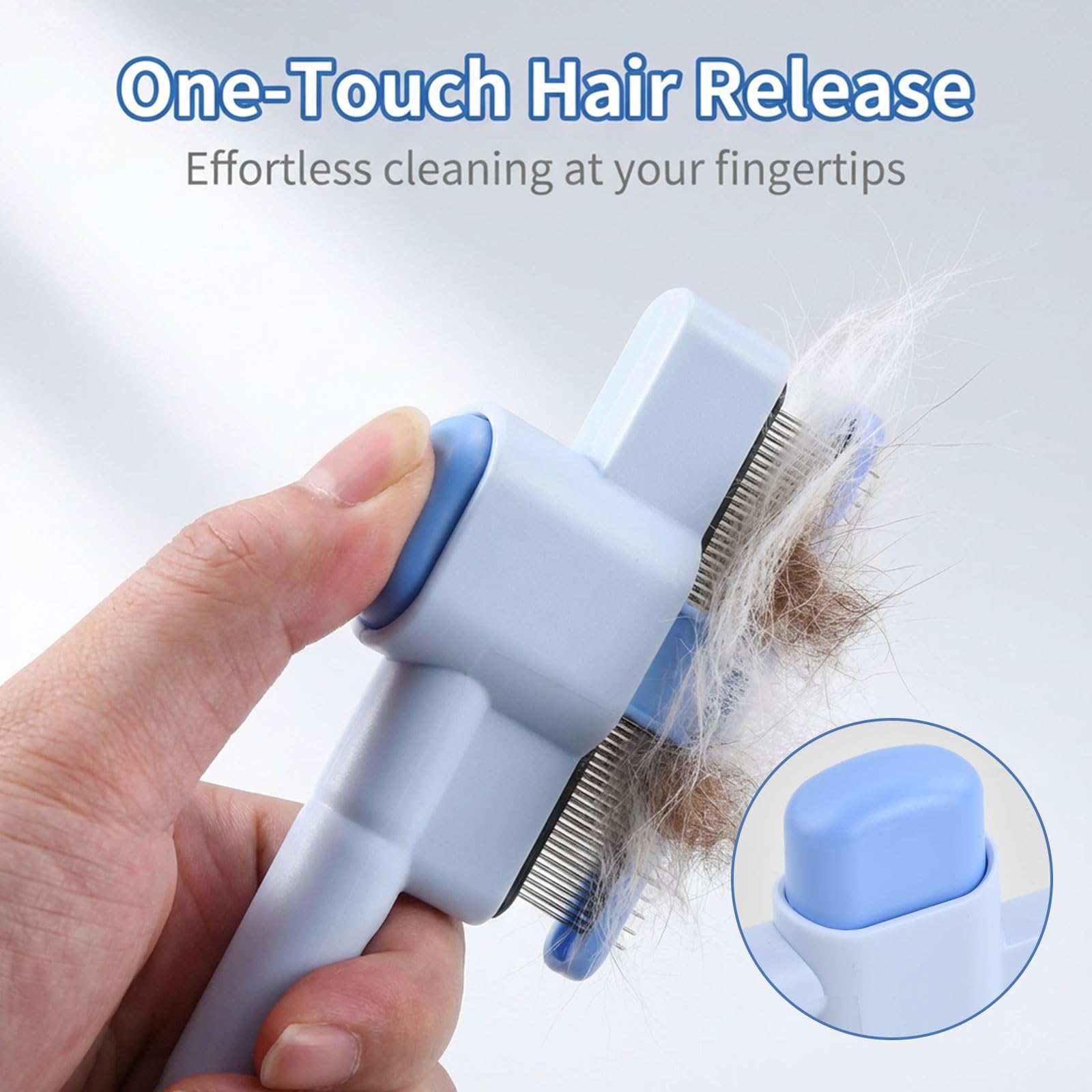 Brosse Poil Chat, Peigne Anti Puces Pour Chaton, Peignes à Dents En Acier Inoxydable pour Chats et Chiens, Brosse Autonettoyante pour Long Court, pour enlever les Poils Morts Animaux de Compagnie