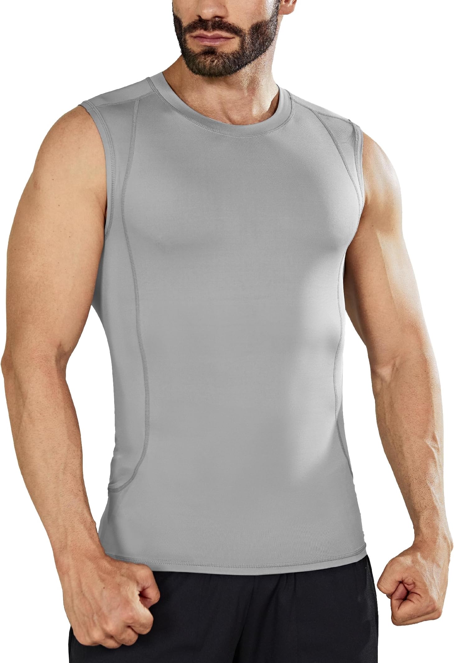 KeismimoMen's Compression Shirts Tank Top Sleeveless Workout Gym Base Layer Slimming Undershirt Quick-Dry Muscle Vest