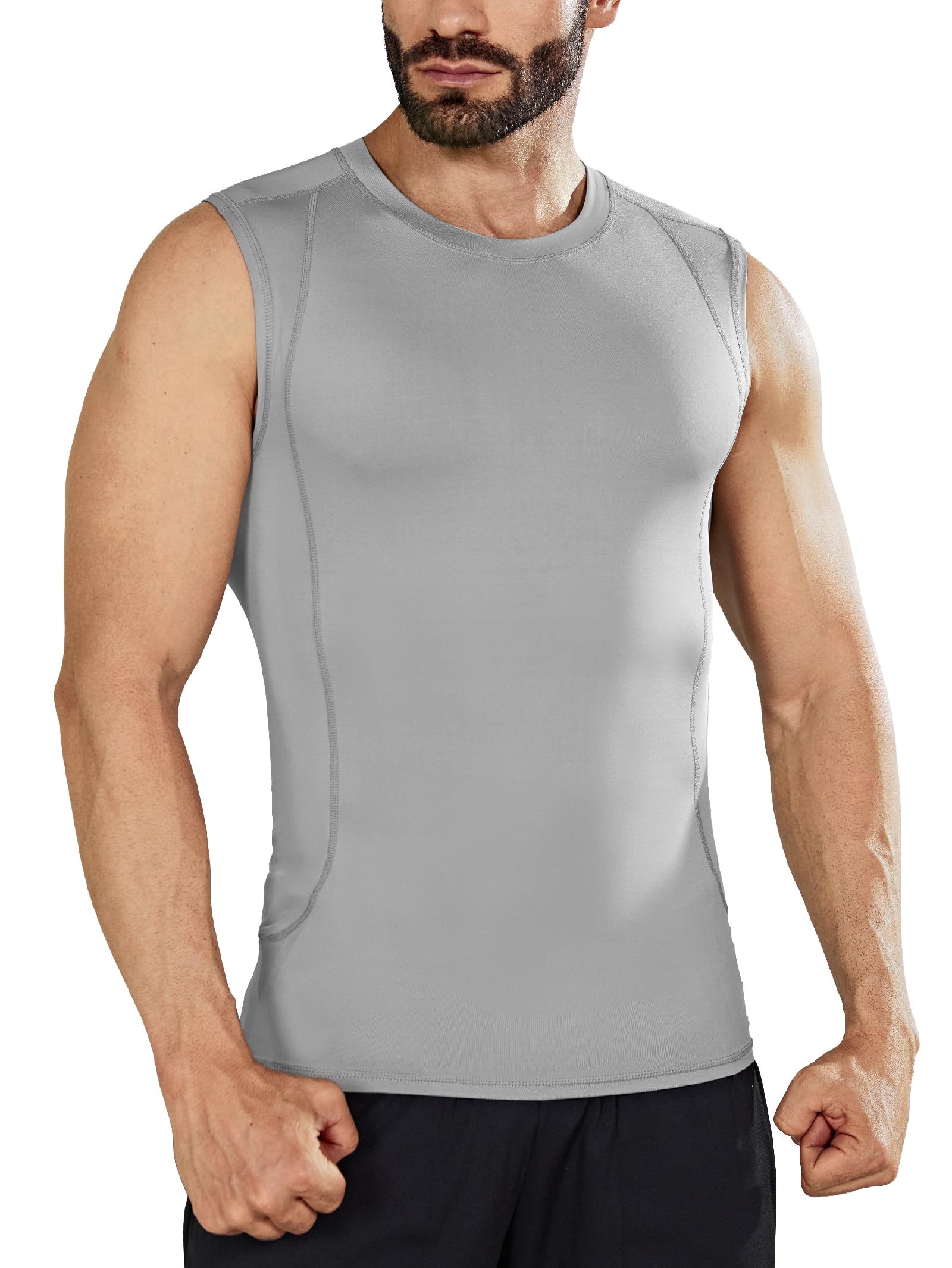 KeismimoMen's Compression Shirts Tank Top Sleeveless Workout Gym Base Layer Slimming Undershirt Quick-Dry Muscle Vest
