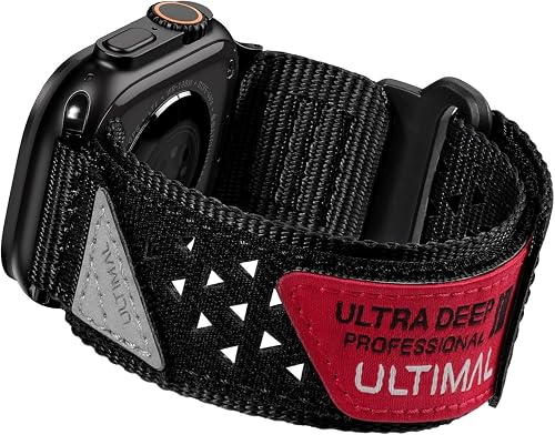 ULTIMAL Compatible with Apple Watch Straps 49mm 46mm 45mm 44mm, Soft Nylon Hollow Out Breathable Band for iWatch Ultra 3/2/1 Series 11 10 9 8 7 6 5 4 SE SE2 SE3 (L, Black)