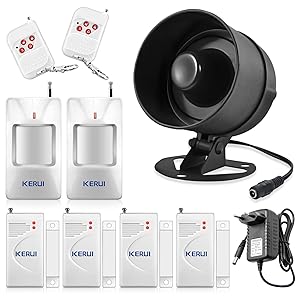 Alarma Casa Antirrobo Inalámbrico con 4 Alarma Puerta con Sirena de 115dB, 2 Sensores de Movimiento, 2 Controles Remotos, Kits de Seguridad para el Hogar Trabajo para el Hogar, Apartamento, Garaje