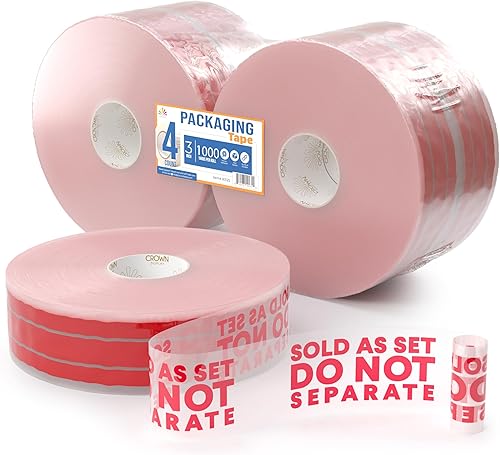Crown Display 4 Rolls of Machine Length Clear Packing Tape with Do Not Separate 