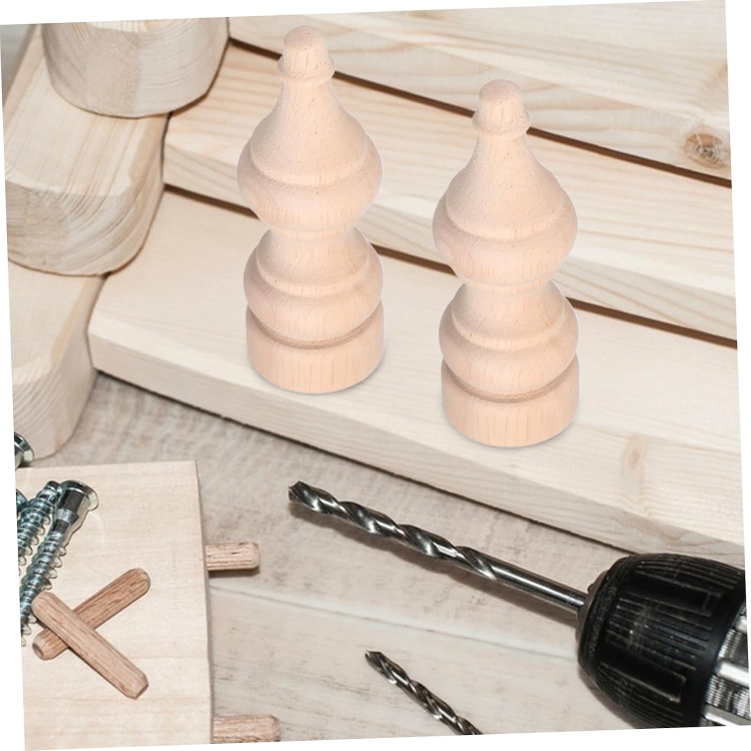 Zerodeko 2pcs Unfinished Solid Wood for Decorative Projects Roman Column Style Pillars for Crafts and Home Decor Easy Installation