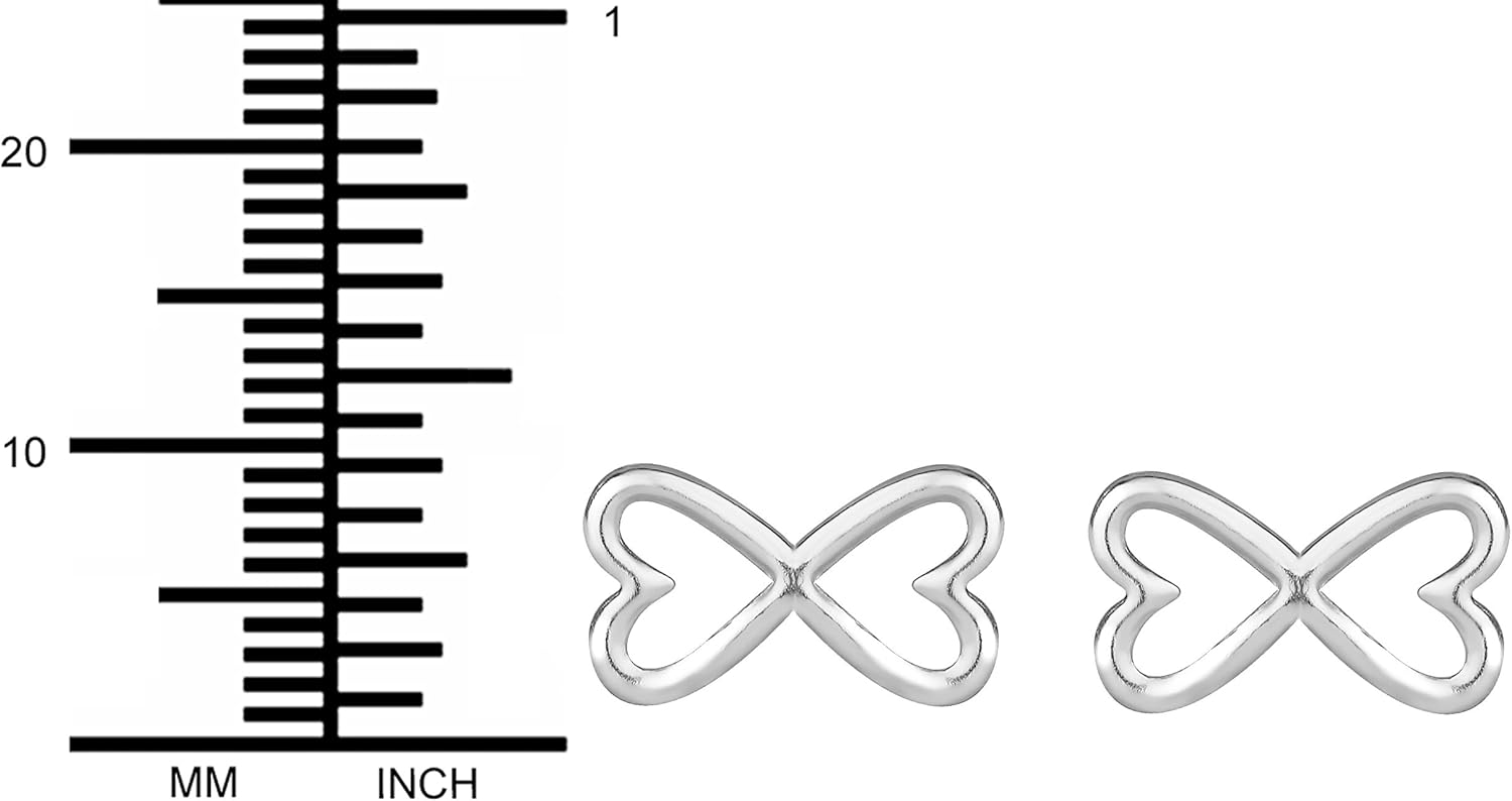 .925 Sterling Silver Double Heart Infinity Symbol Stud Earrings - Image 2