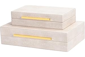 Ivory Shagreen Stacking Decorative Boxes - Embellish Your Home Décor