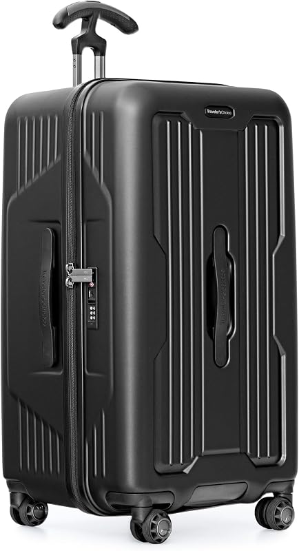 Traveler's Choice Ultimax II Polycarbonate Hardside Luggage with Spinner Wheels, Matte Black, 28-Inch Medium Trunk