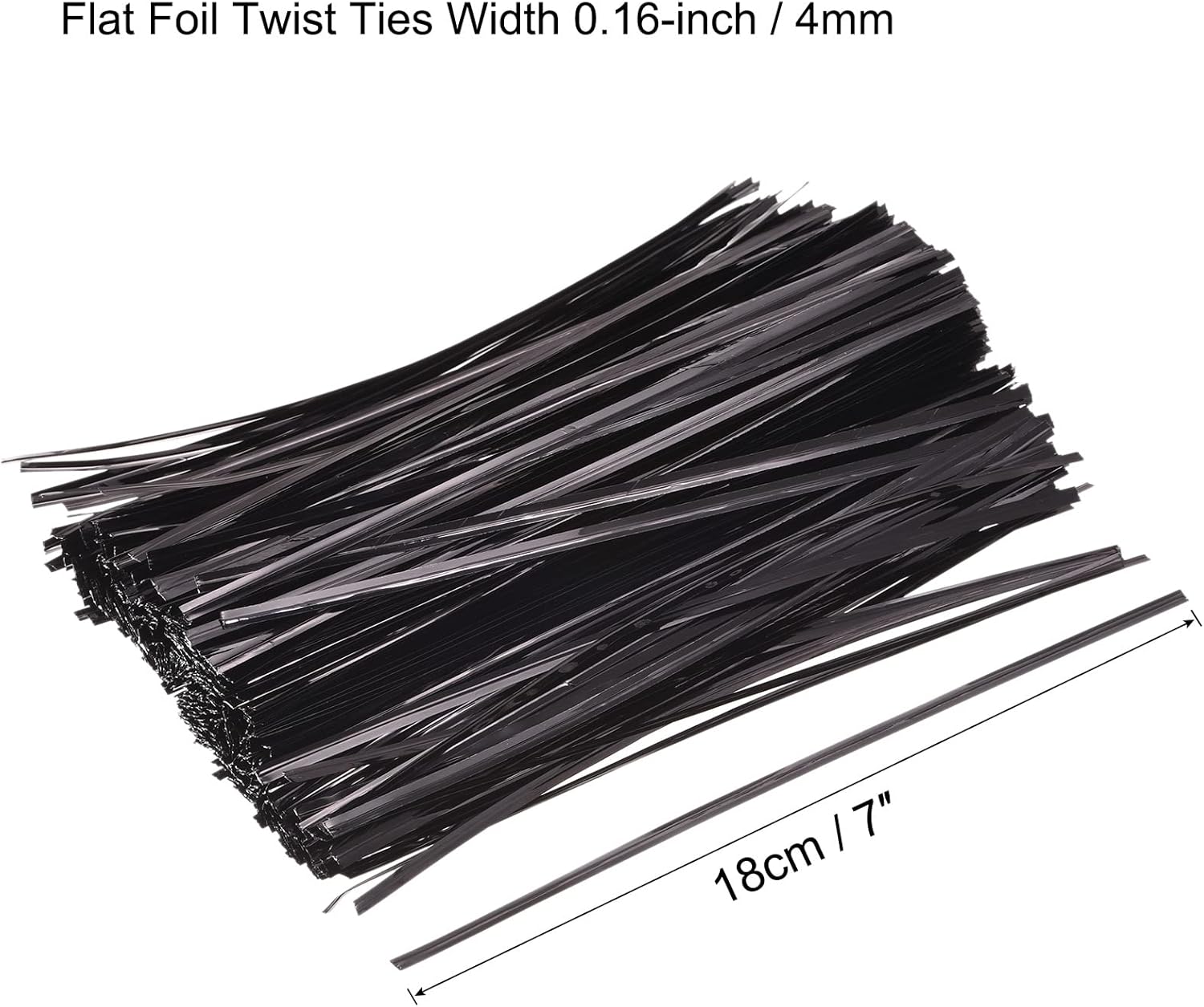 MECCANIXITY Foil Twist Ties 7" 18cm Metallic Plastic Closure Tie for Tying Bread, Candy, Cookies, Gift Bags Arts Crafts Ties Black Pack of 750