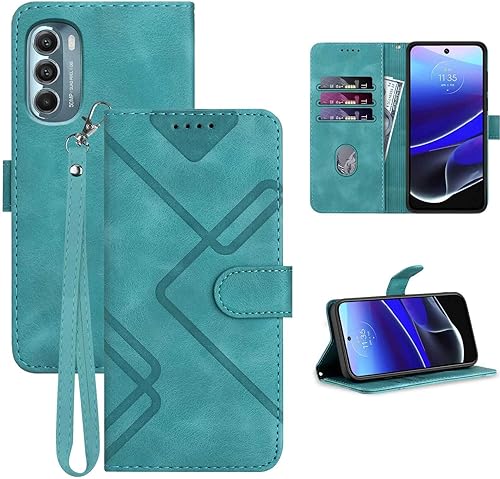 JHWVVTF Funda protectora de cuero con soporte para Moto G Stylus 5G 2022 con soporte para tarjetas, correa para la muñeca, protector de cierre