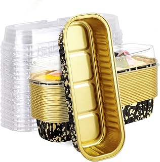 EUSOAR Foil Ramekins with Lids, 25pcs 6.8oz Small Bread Tins Aluminum Foil Cupcake Baking Cups Containers, Muffin Containers Cake Wrappers Cheesecake Creme Brulee Ramekins for Party Gathering
