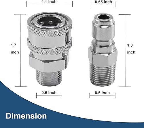 Miniatura 4 de Arandela a presión de conexión rápida de 38 pulgadas, accesorios para lavadora a presión, juego de adaptadores, rosca macho, 4 piezas