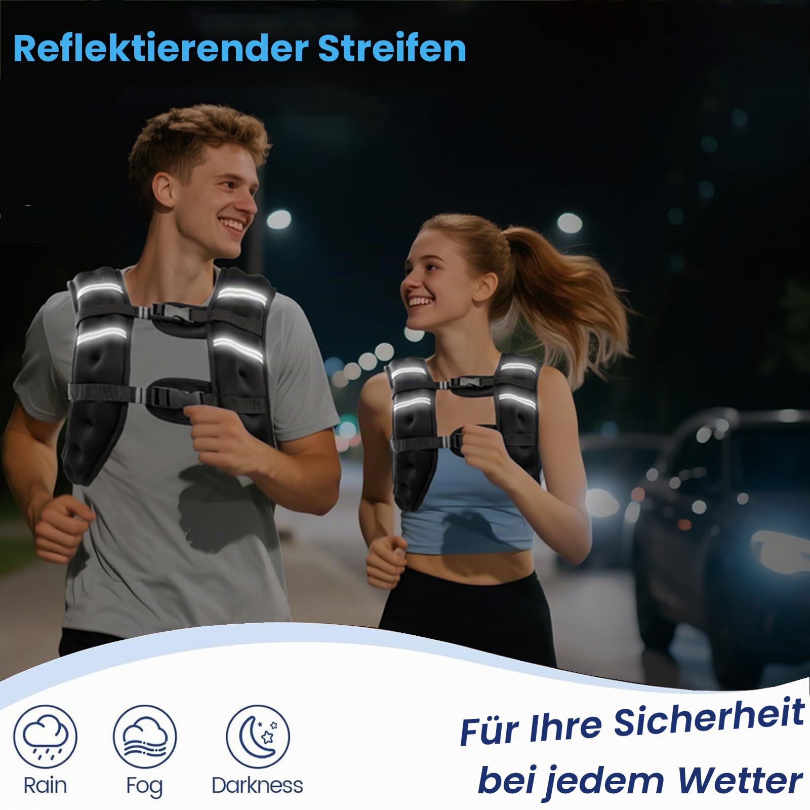 Gewichtsweste herren und frauen,Gewichtsweste mit Reflektierend Streifen für Laufen, Fitness, Krafttraining,Muskelaufbau,Brustgröße Verstellbar, Praktische Tasche
