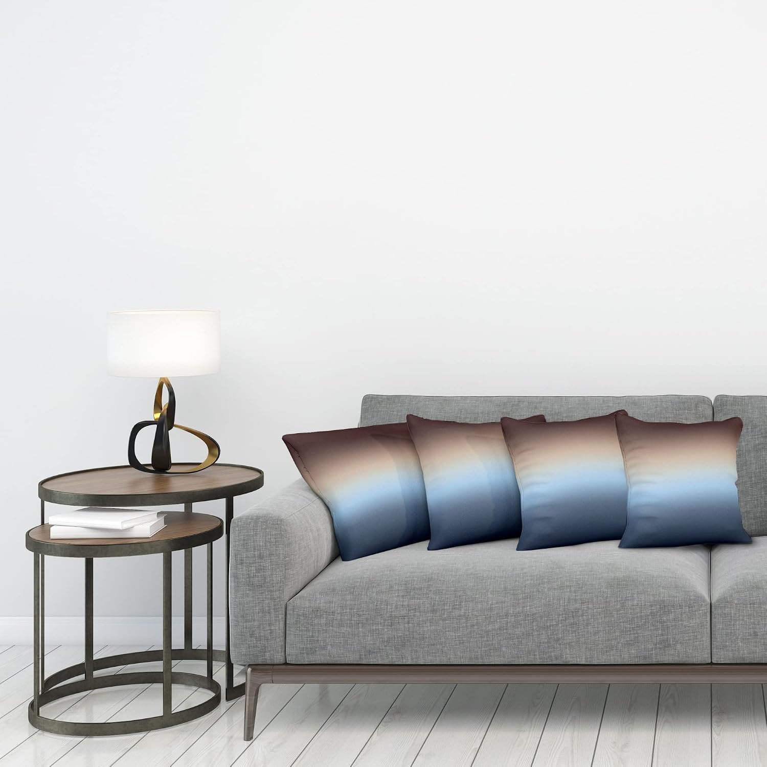 Ambesonne Ombre Decorative Throw Pillow Case Pack of 4, Arrangement with Gradual Color Change Modern Ornamentation Abstract Illustration, Cushion Cover for Couch Living Room Car, 18", Blue Brown