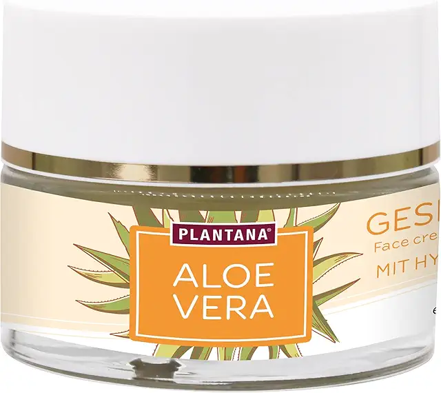 PLANTANA Bio-Aloe Vera Gesichtscreme 50 ml mit Hyaluron & Vitamin E für trockene Haut