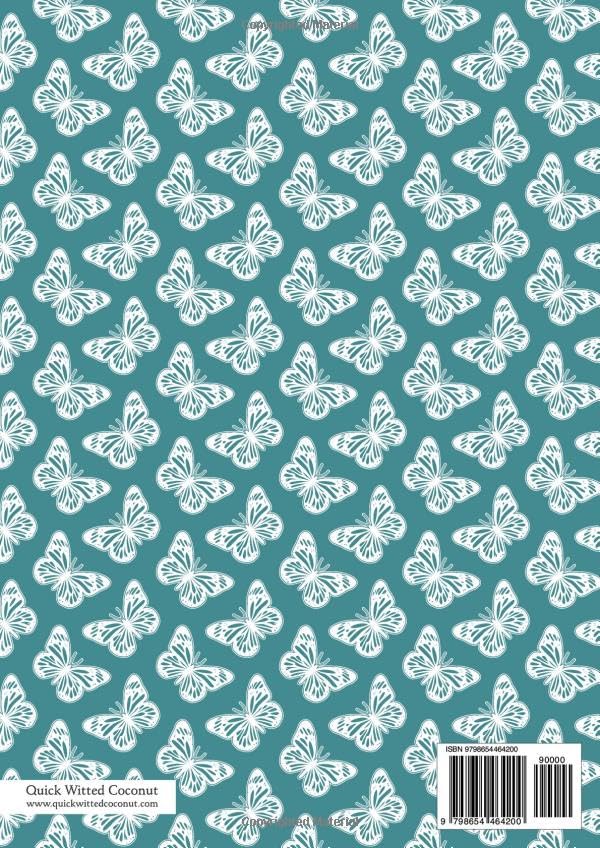 Butterfly Notebook - Lined Pages - A4 - Premium: (Sea Green Edition) Fun notebook 192 lined pages (A4 / 8.27x11.69 inches / 21x29.7cm) - Image 2