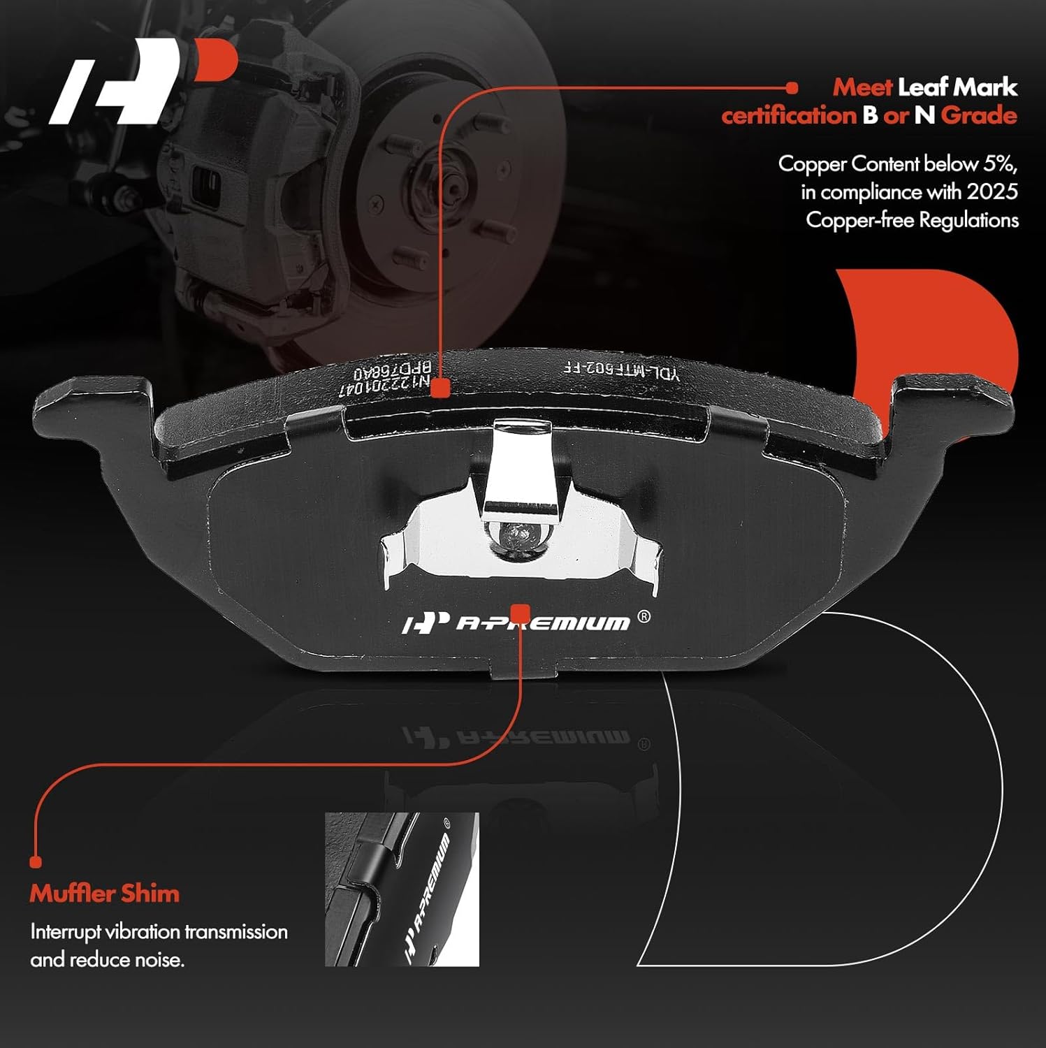 A-Premium 11.02 inch (280mm) Front Drilled and Slotted Disc Brake Rotors + Ceramic Pads Kit Compatible with Select Volkswagen Models - Jetta 2011 2012 2013, 6-PC Set