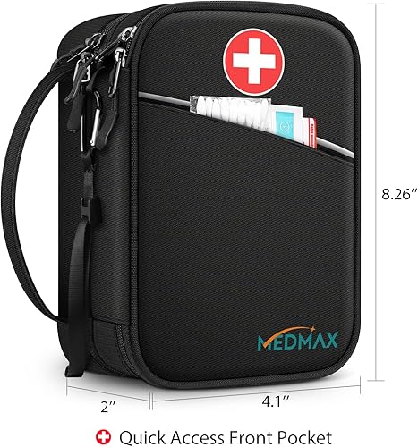 Miniatura 5 de MEDMAX Maletín de viaje con 4 paquetes de hielo, organizador de medicamentos para diabéticos aislado resistente al agua de doble capa con bolsas