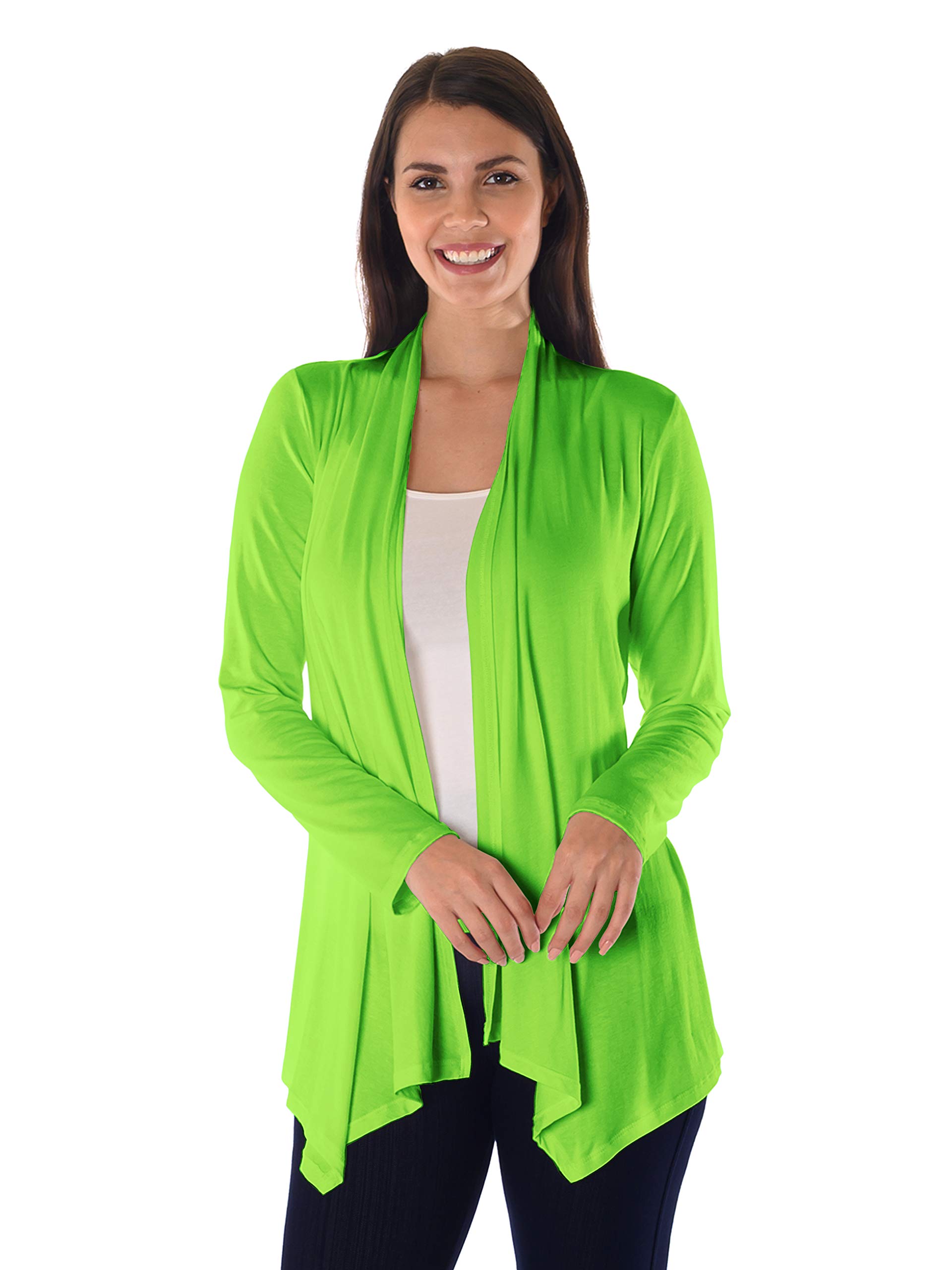 DFF Shop Women's Assymetrical Boyfriend Open Long Sleeve Cardigan (Size: S- 5X)