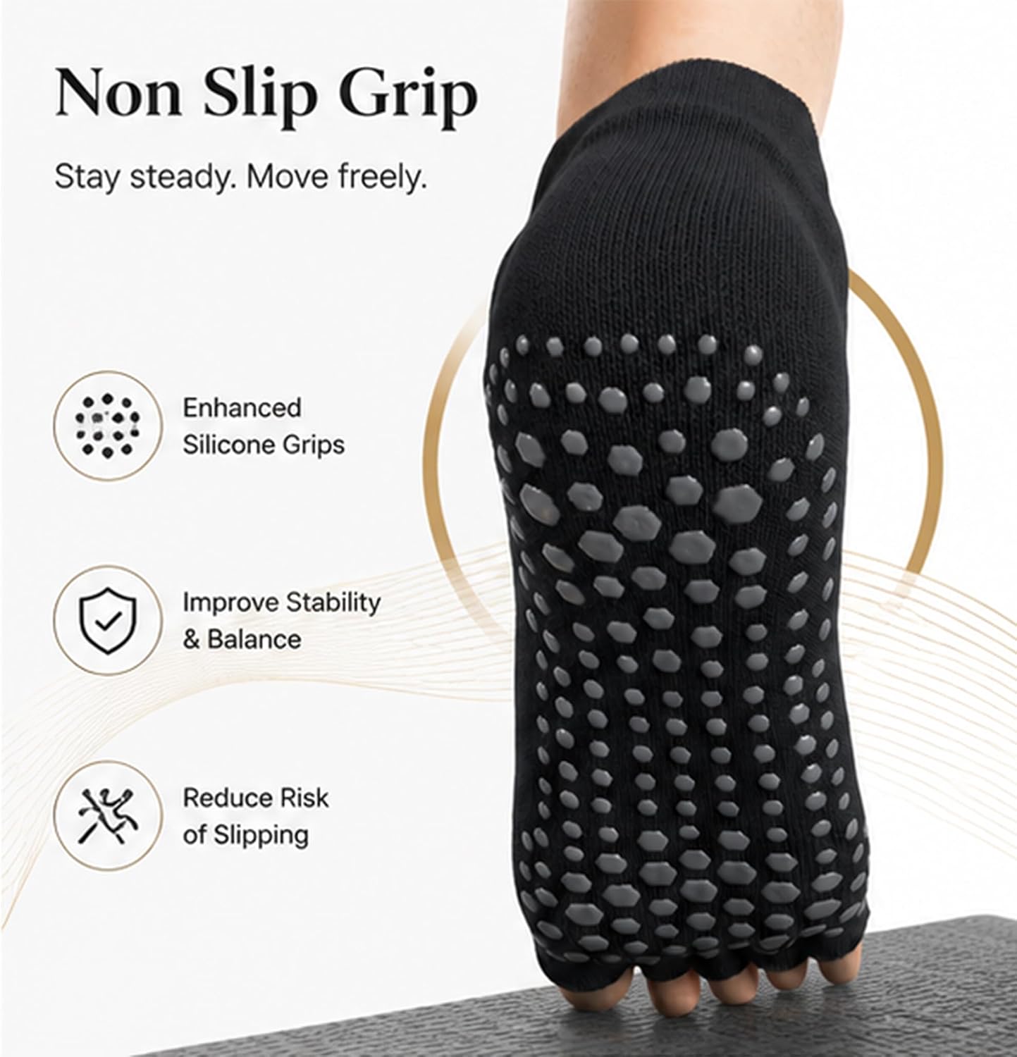 1/2 Pairs Yoga Socks for Women Toeless Pilates Grip Socks image 3