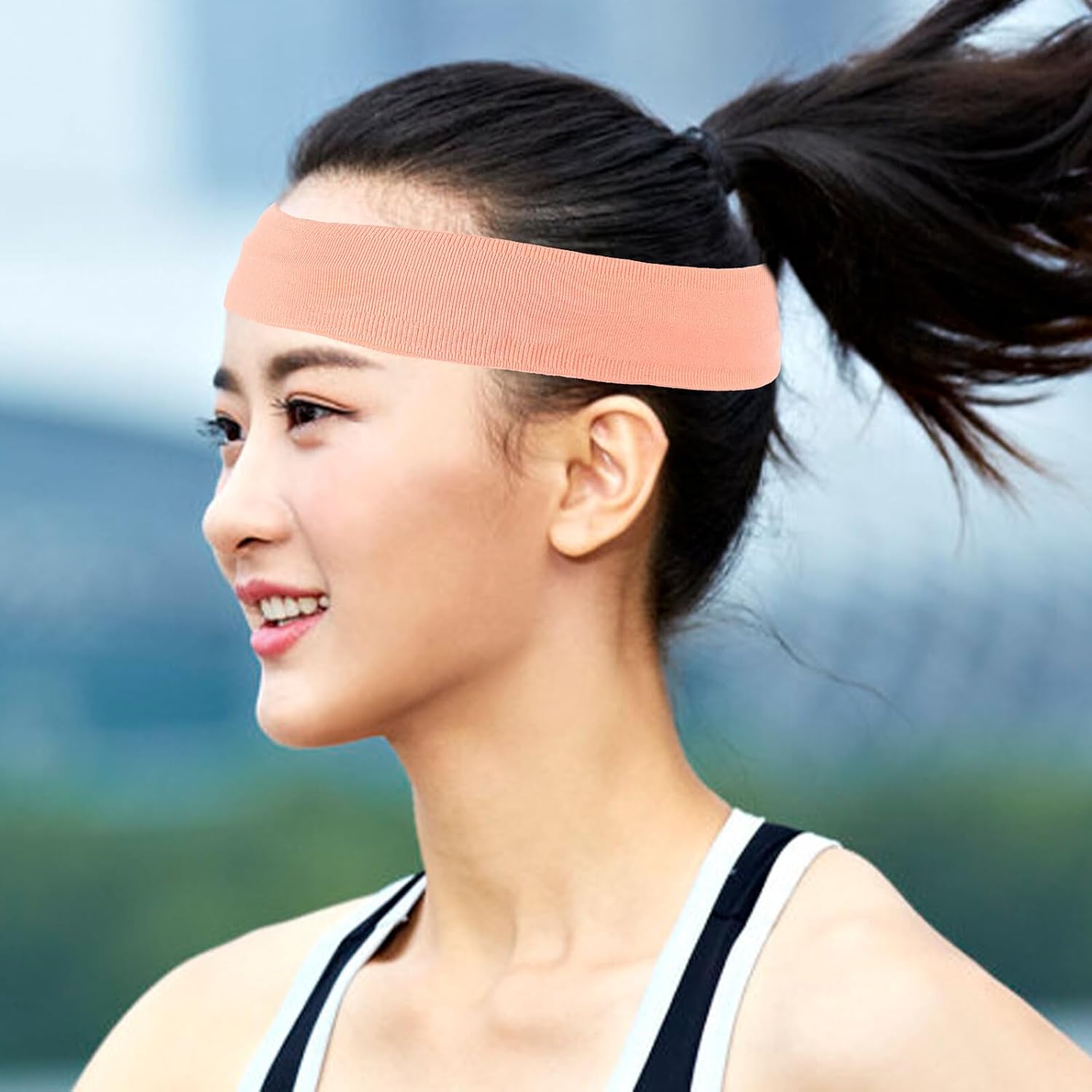 Ipetboom 2pcs Sports Sweat Headbands for Men Women, Elastic Non-Slip Yoga Hair Bands with Quick-Dry Fabric, Sweat-Absorbing Fitness Headband for Running and Workout
