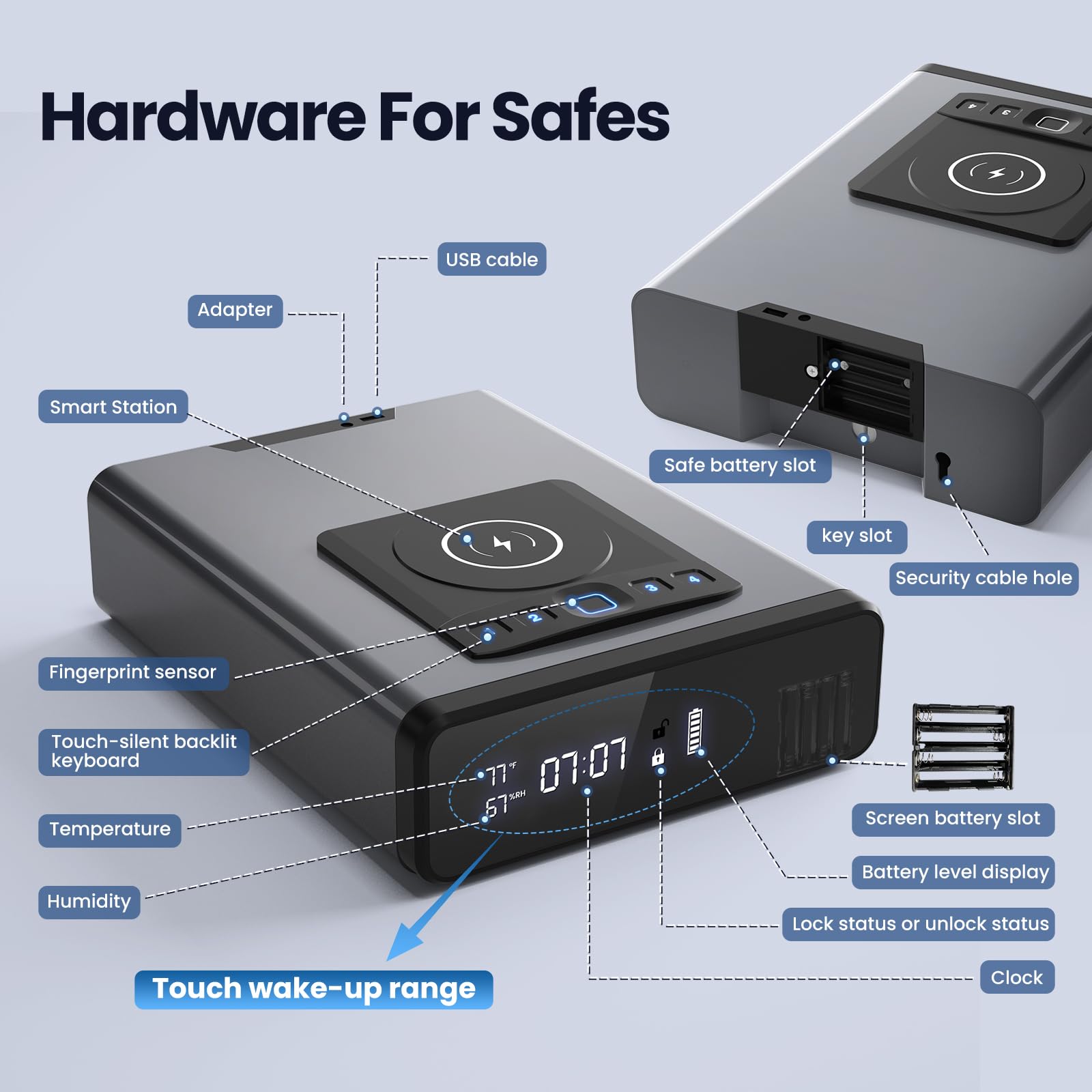 Snapklik.com : Grimtron Gun Safe For Handgun, Biometric Clock Safes