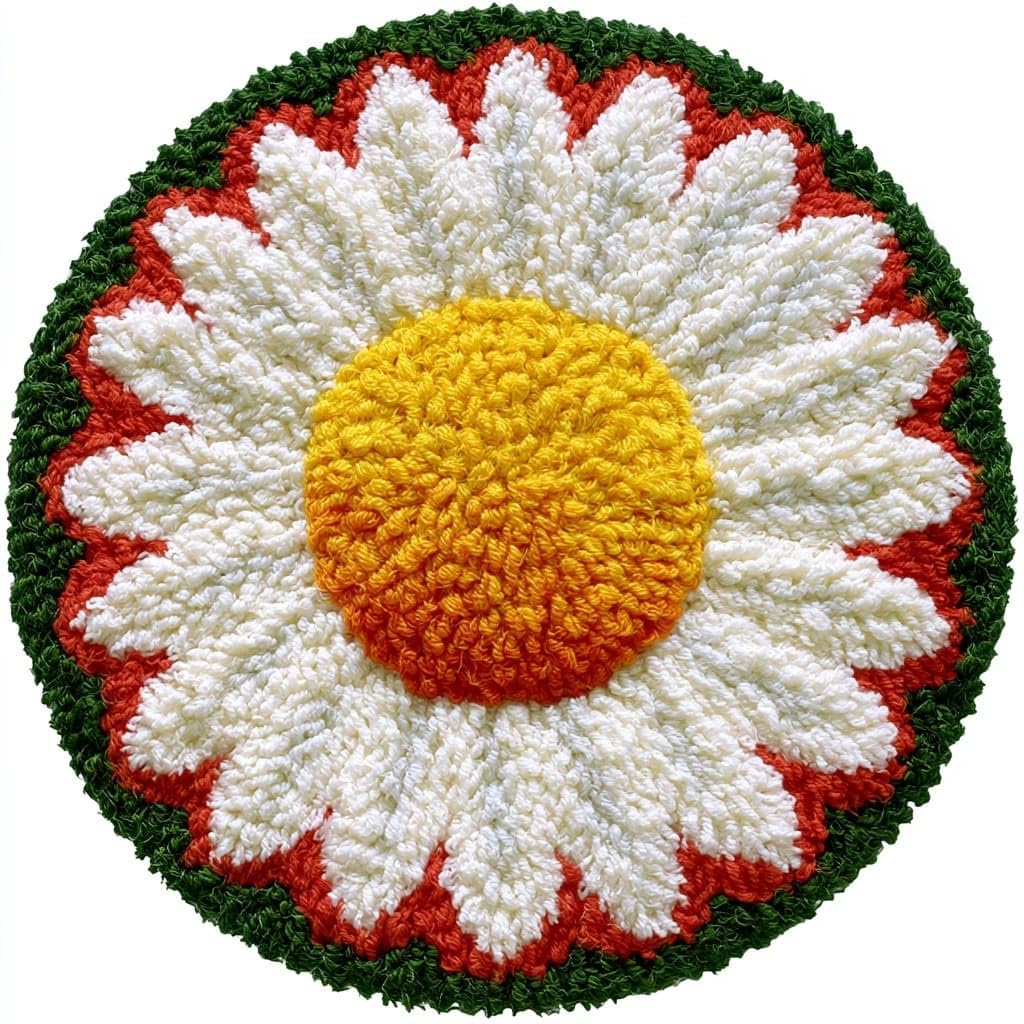 AMBATTERY Rug Making Kit for Adults,Round Latch Hook Rug Kit,Daisy Flowers