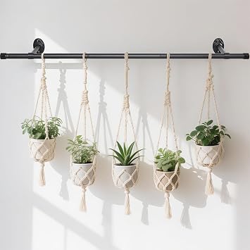 Ihomepark Plant Hanging Rod 44.5, Plant Rod for Hanging Plants Indoor, Vertical Planter Hnaging for Wall Mount Window or Ceiling, Black