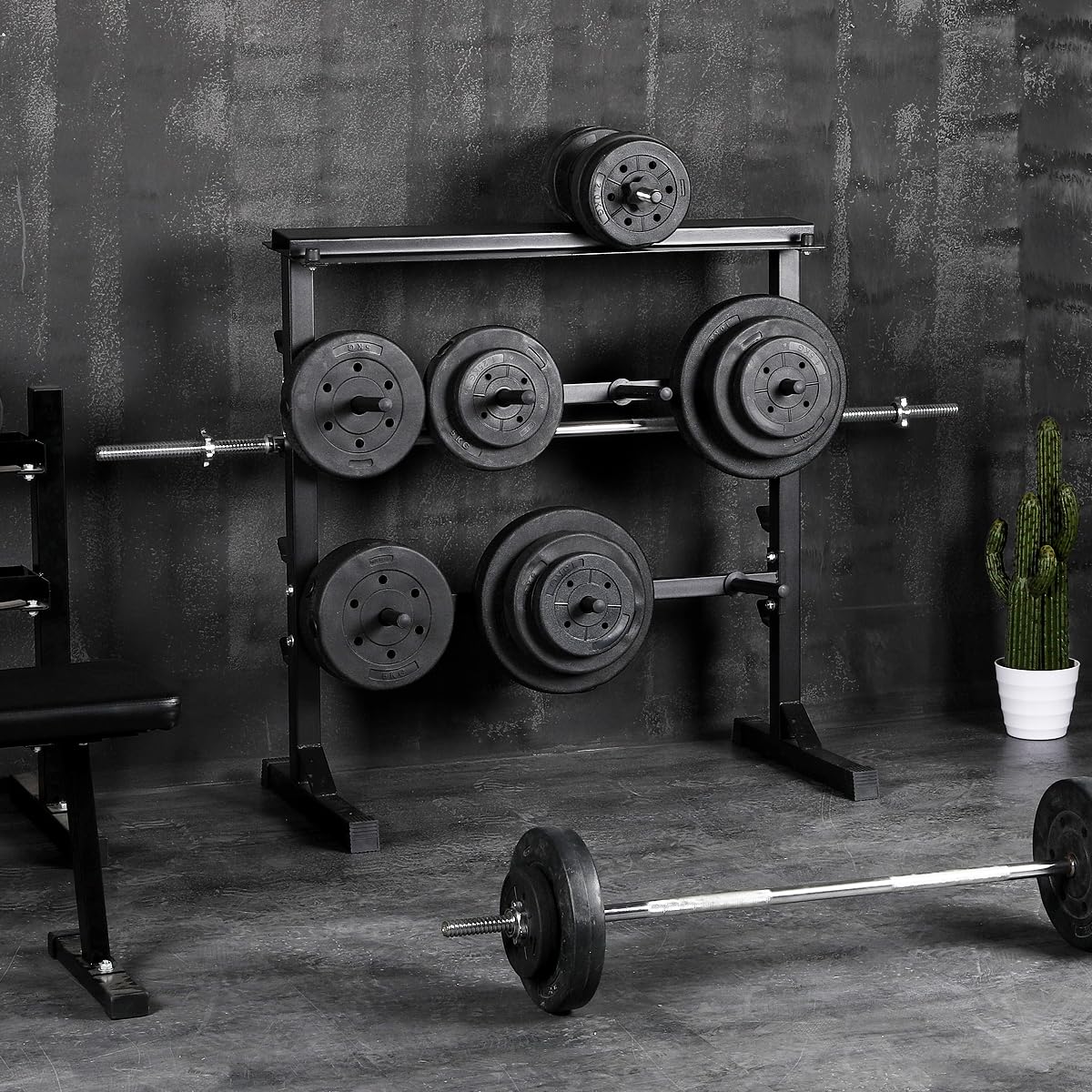 Supporto Bilanciere Porta Dischi pesi Manubri Rastrelliera manubri per palestra casa a 3 ripiani 300 kg