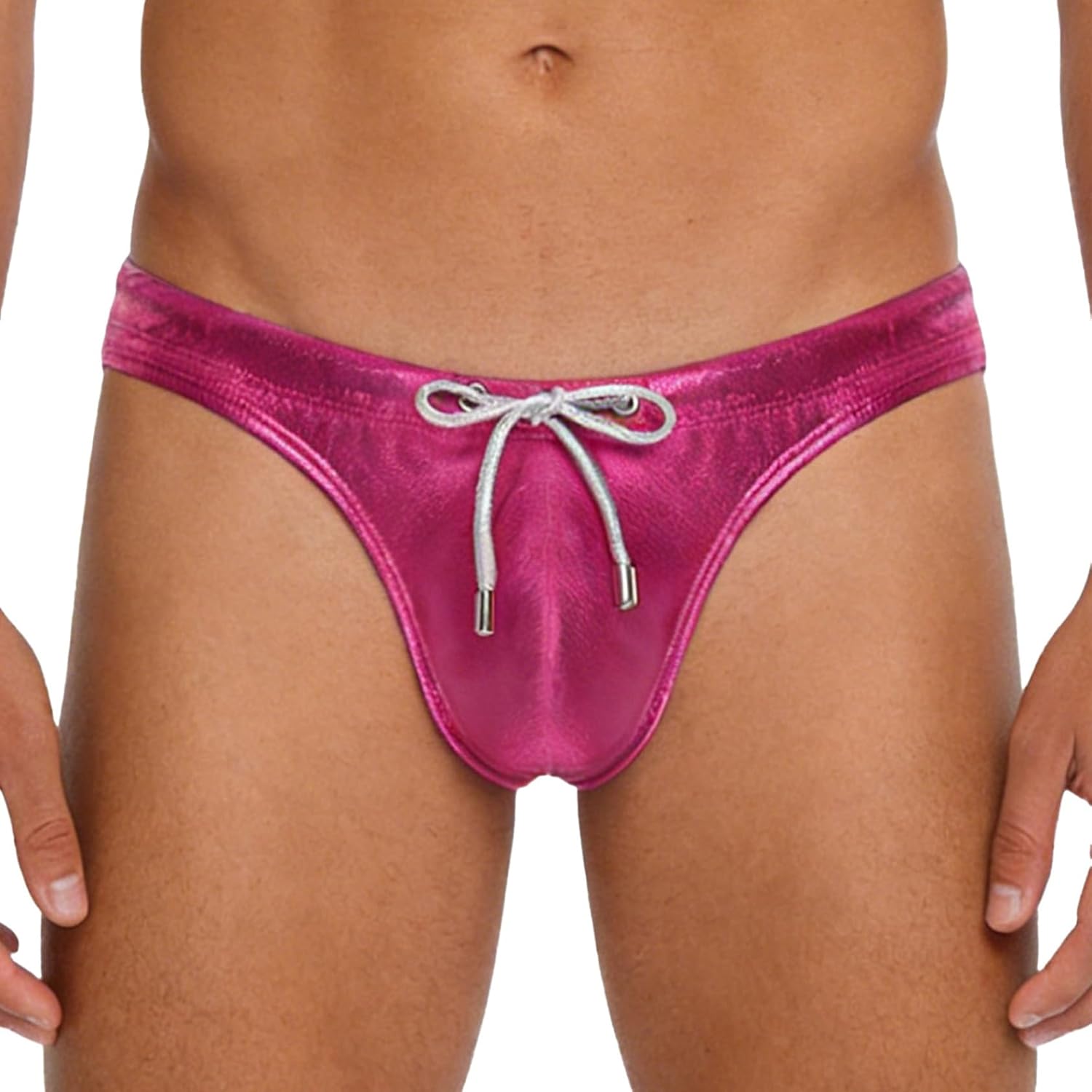Jugaoge Mens Sissy Lingerie Metallic Shiny Thongs Panties Sexy Drawstring Underpants Bikini Briefs
