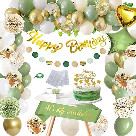 Garden-Themed Birthday Bash: Sage and Gold Decor Bonanza