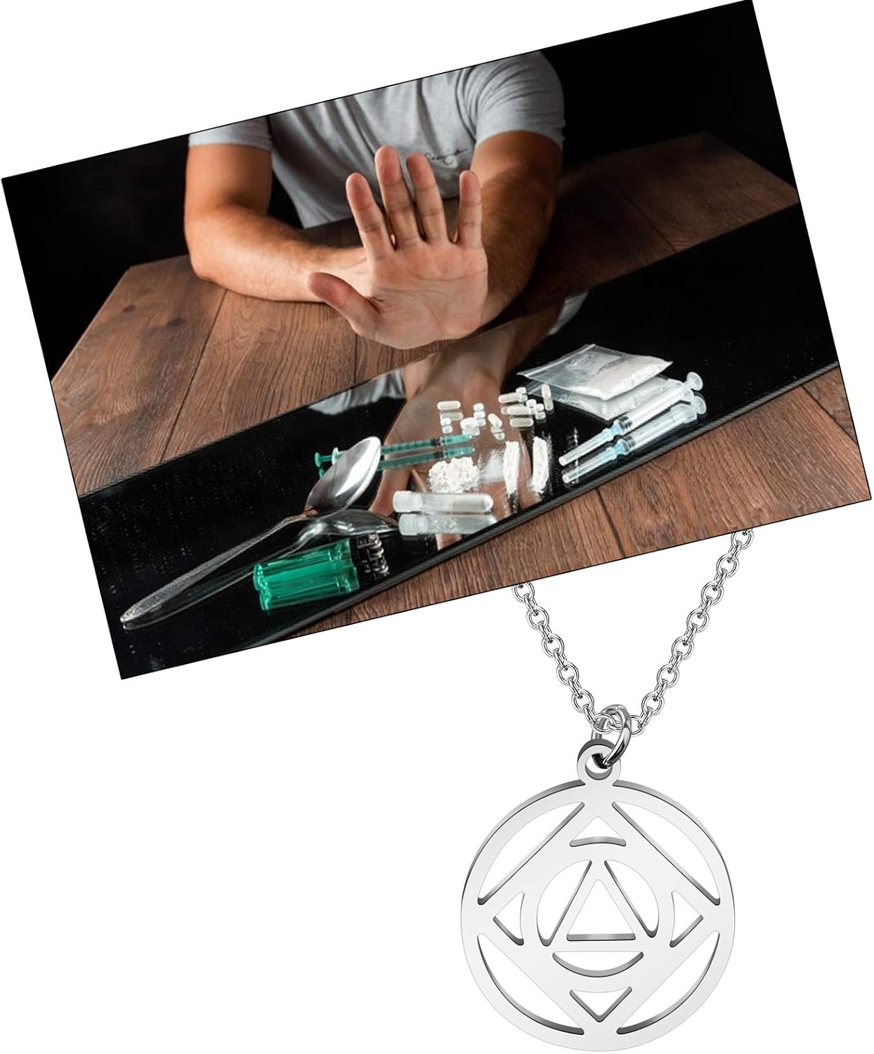 BAUNA Sobriety Recovery Gifts Alcoholics Anonymous and NA Anonymous Dual Symbol Pendant Necklace Alcoholics Anonymous Narcotics Anonymous Jewelry - Image 6