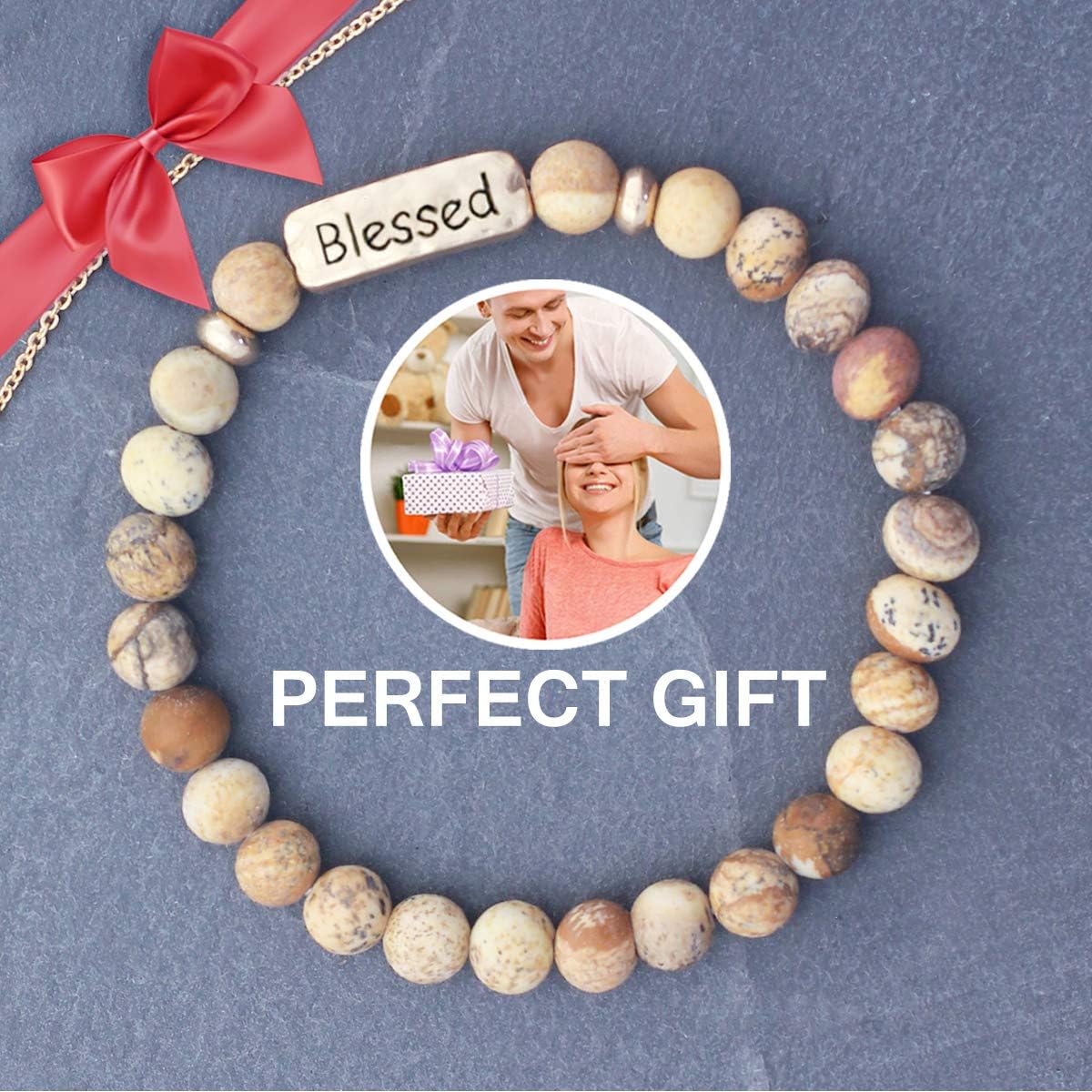 NTLX Christian Bracelets for Women – Blessed Bracelet – Natural Stone Stretch Prayer Bracelet – Inspirational Message Jewelry - Great Gift - Image 4