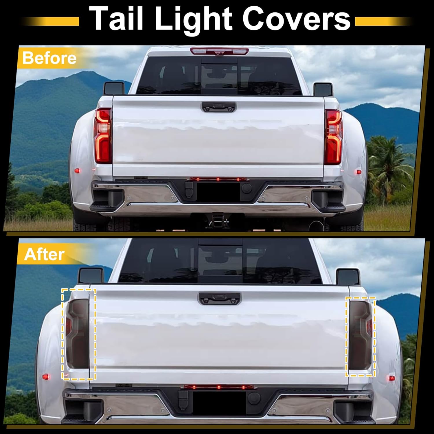 ACROPIX Tail Light Cover Trim for Chevrolet Silverado 2019-2025 Tail Light Cover Decals for Chevrolet Tail Light Guard Smoked Black