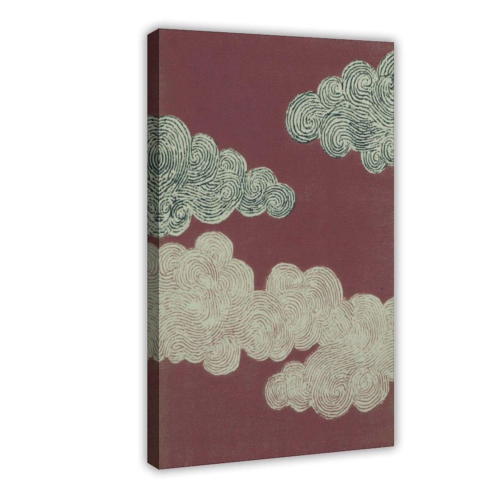 Bareronor Japanese Cloud Canvas Poster Bedroom Decor Landscape Office Room Decor Gift 24" L X 36" W
