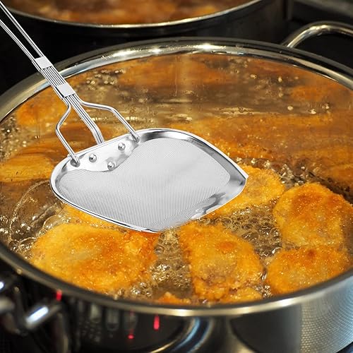 Miniatura 2 de DOITOOL Cuchara de acero inoxidable para desnatar grasa, filtro de aceite de malla fina para grasa, salsa y espuma, filtro cuadrado con mango largo