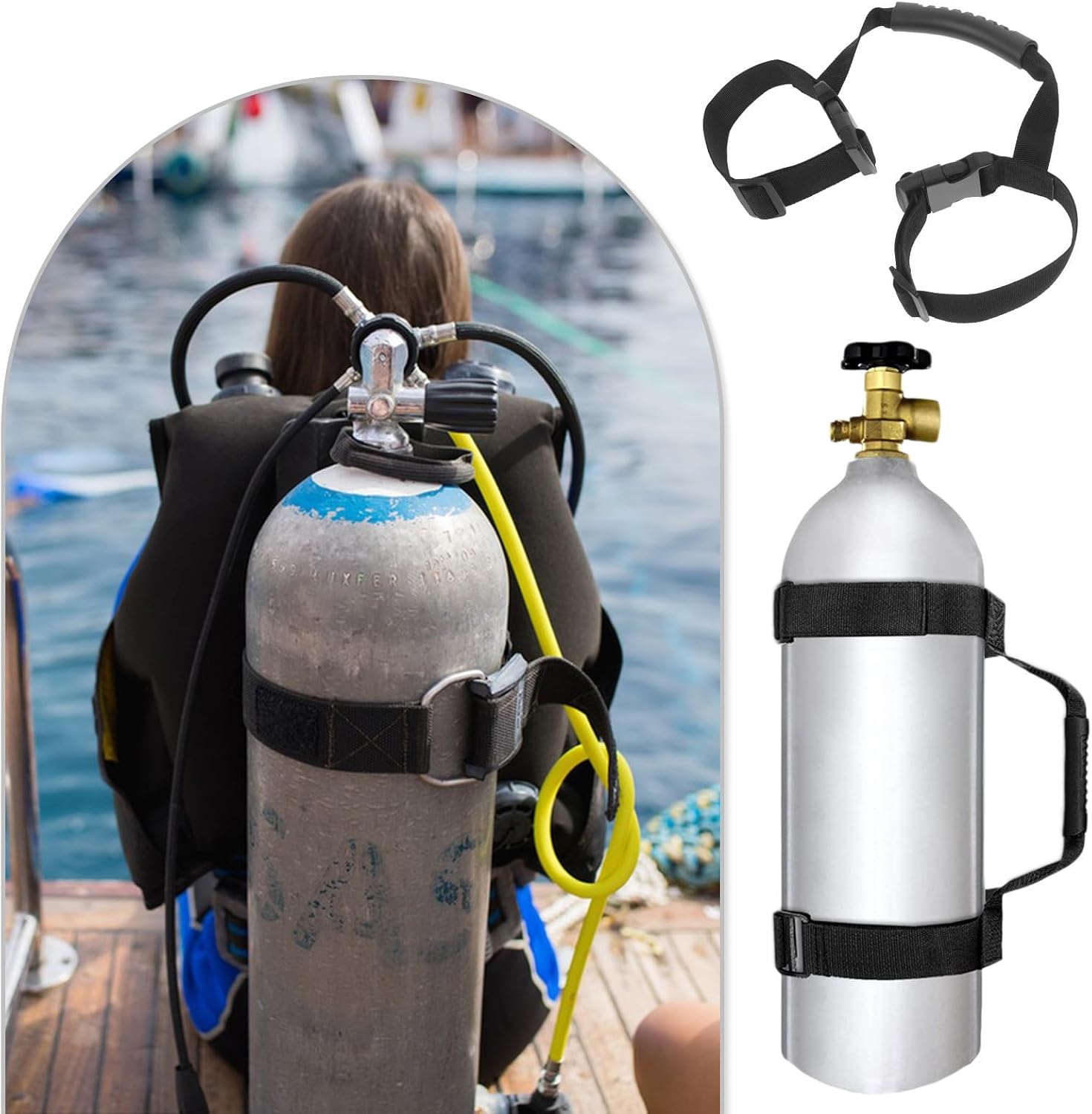 Toyvian Scuba Tank Strap for Diving with Polyester Material and Easy to Install Design, Elastic Retainer Band for Carrying in Water Sports and Scuba Diving Activities