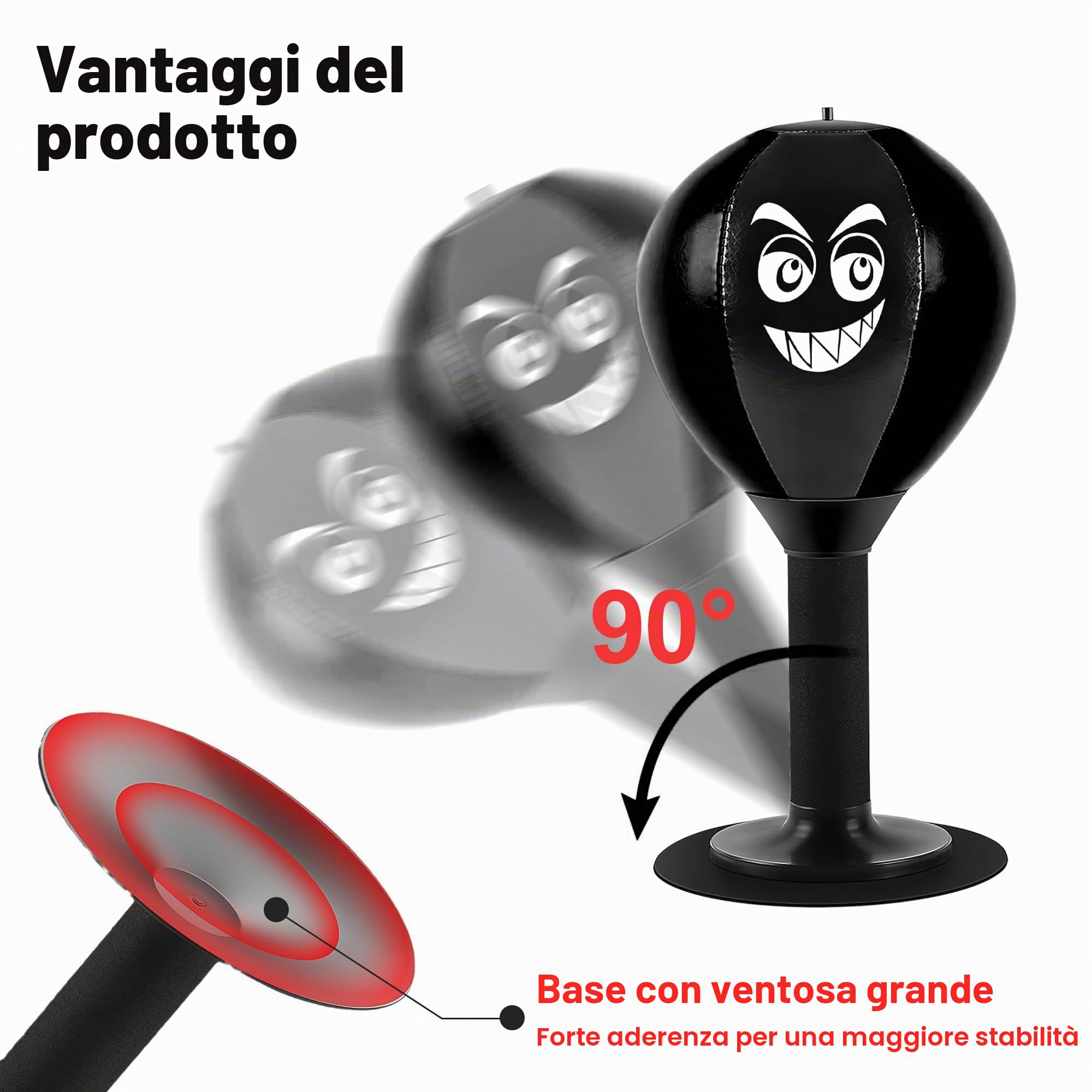 Sacco da pugilato da tavolo, sacco da boxe desktop autoportante con ventosa, borsa per colpi Rage, sacco da pugilato desktop mini, per attività a casa e in ufficio per lo stress