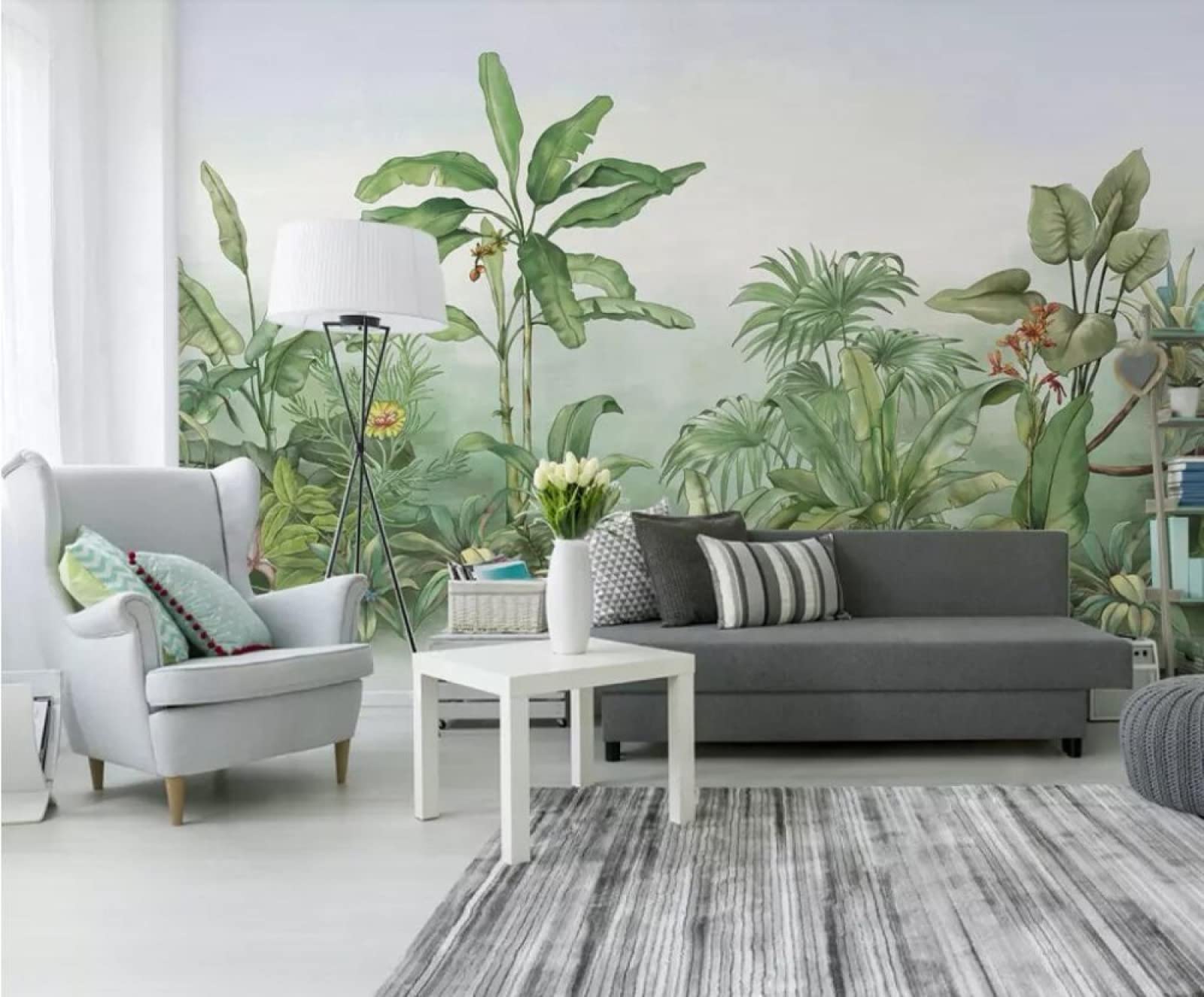 Papier peint 3d bois vert ILIYA pour rénover un mur de salon abîmé