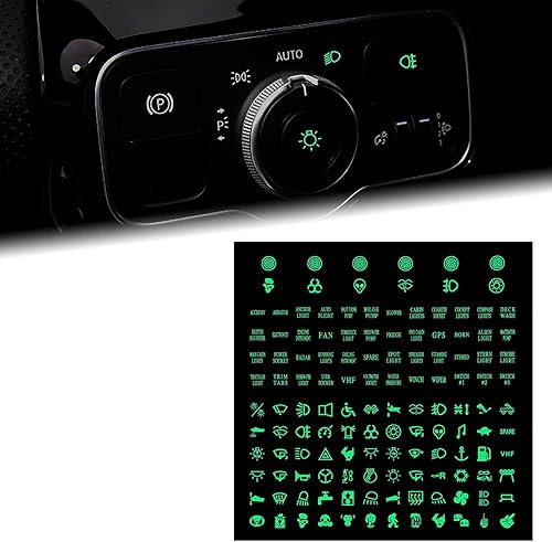 gunhunt GUTZ1701FG-132 Calcomanías para botones de consola central de automóvil, etiquetas decorativas luminosas para interruptor nocturno, para