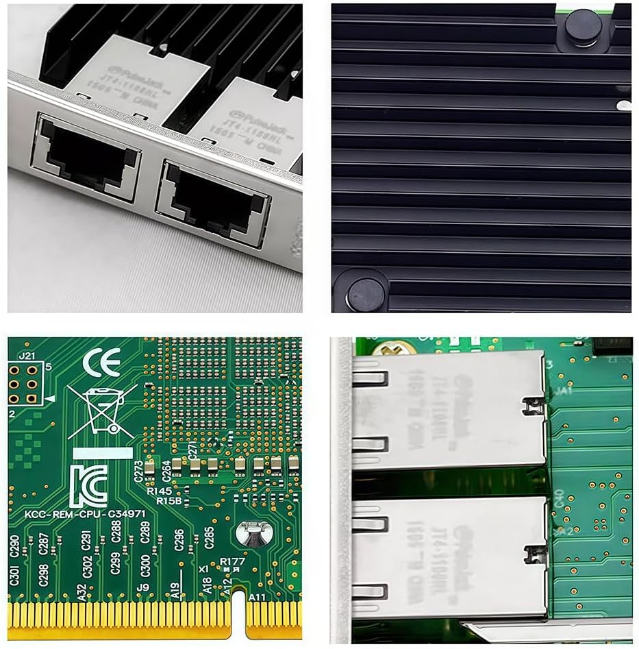 10GbE RJ45 Network Card Compatible with X540-T2 PCIe Ethernet Card with X540 Controller, 2 Ports 10GBASE-T RJ45, PCIe 2.0, SR-IOV Jumbo Frames PXE iSCSI PCI Network Adapter