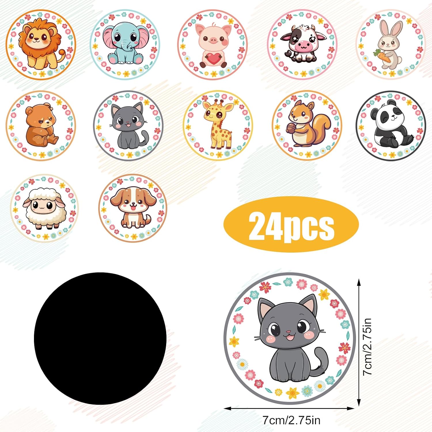 24pcs Potty Training Stickers, Reusable Toilet Reveal Sticker Colorful Self Adhesive Bathroom Seat Decal Artistic Decoration Early Educational Supply for Children (Cute Animal)