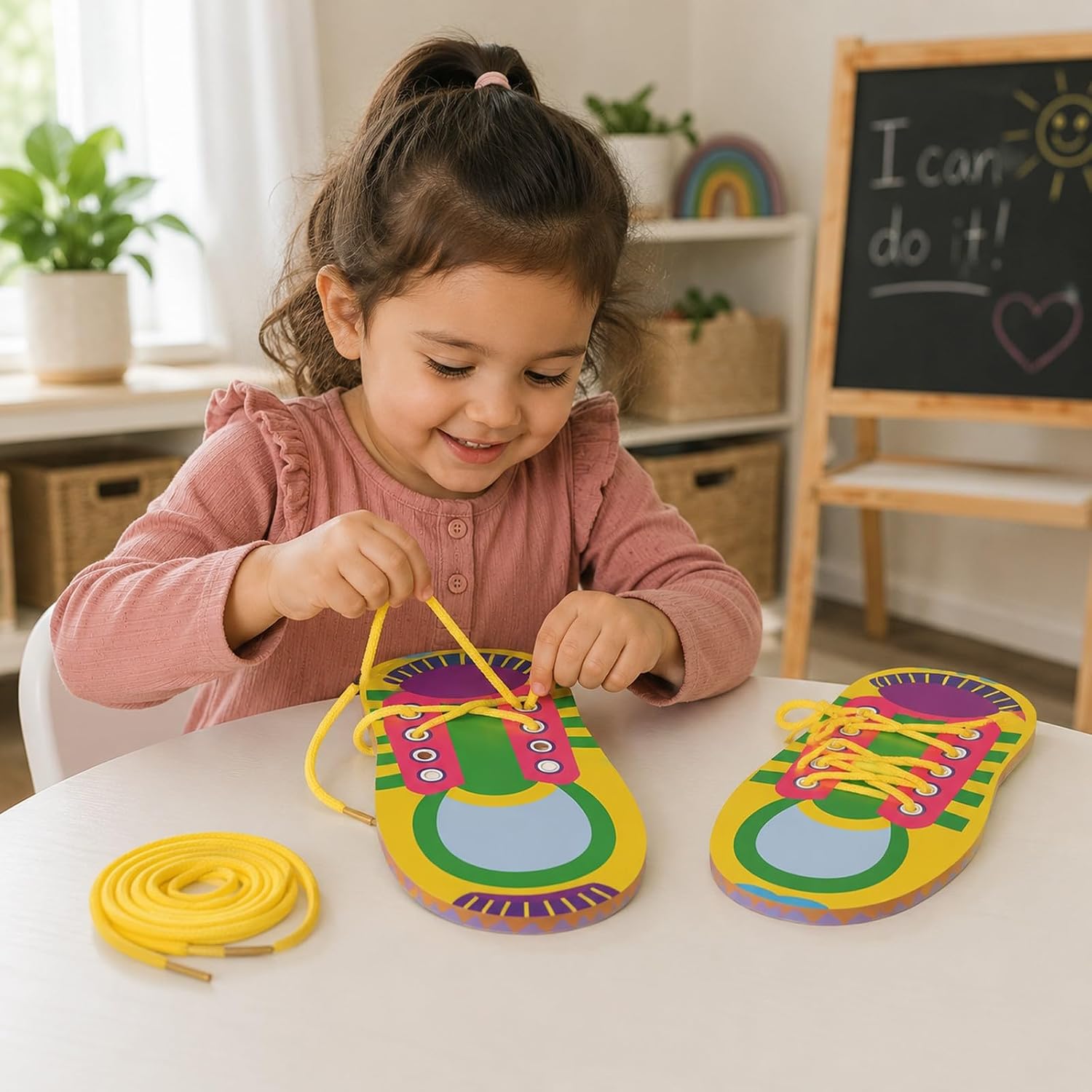 LUOZZY 10 Sets Shoe Trying Practice for Kids Shoelace Threading Teaching Toys Learn to Tie Shoelaces Toy Fine Motor Skills Toy Threading Game for Kids, Random Color