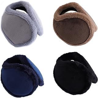 4 Packs Unisex Earmuffs, Foldable Warm Behind-the-Head Ear Warmers,Ear Muffs for Men & Women,Winter Ear Warmers Behind the Head Style,Ear Covers for Cold Weather Soft Earmuffs