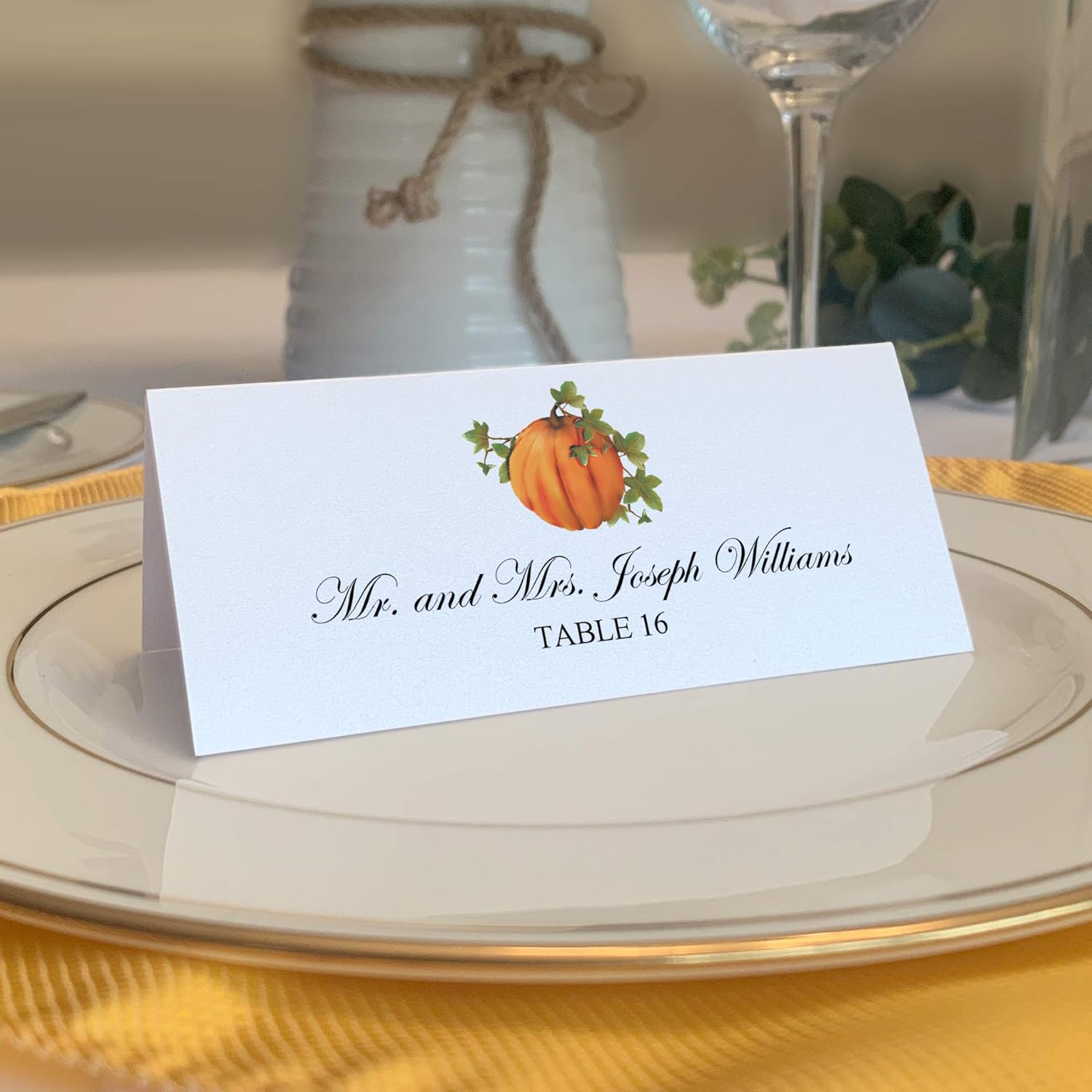 Autumn Pumpkin Printable Place Cards, Set of 150 (25 Sheets), Laser & Inkjet Printers - Wedding, Party, Dinner, and Special Events - Made in the USA
