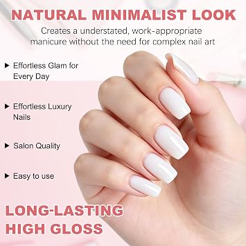 Vishine Milky White Gel Nail Polish Set of 6 French White Cold White Colors Collection UV LED Nail Gel Kit for Home DIY Nail Salon Manicure Nail Art Long-Lasting Varnish 8ml