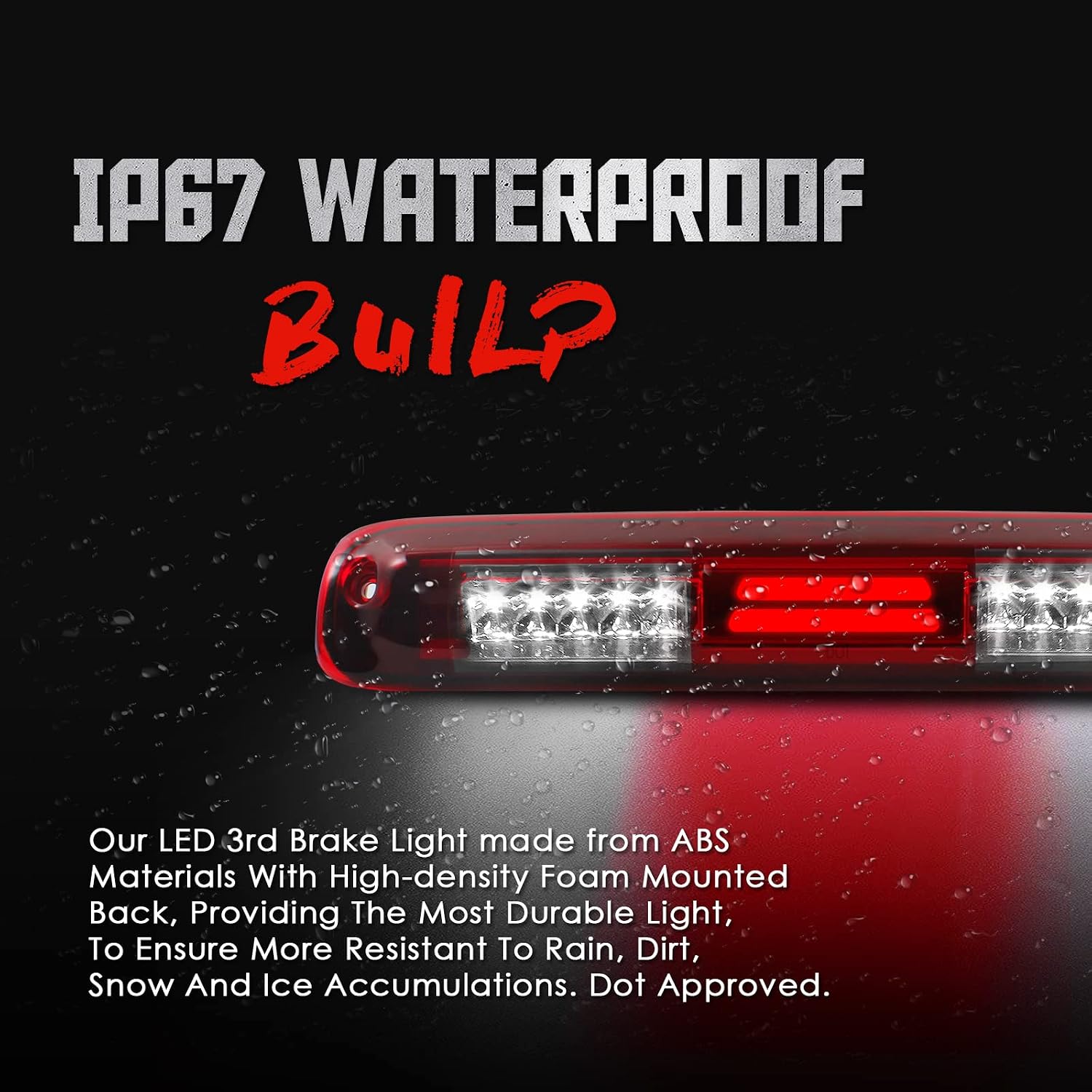 High Mount 3rd Stop Light Compatible with Chevrolet Silverado GMC Sierra 1999-2006 1500 2500 3500 & HD Classic Third Center Cargo Reverse Rear LED Brake Light Bar Taillight (Red)