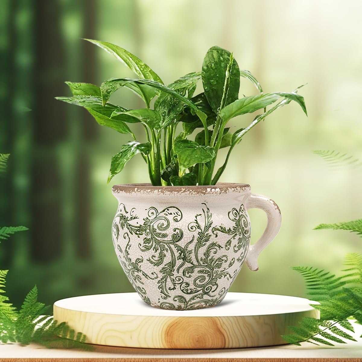 Amazon.com : Vintage Plant Pot Rustic Planter for Indoor Plants, Distressed Plant  Pot Container with Drainage Hole, Ice Crack Flower Pot Scroll Tuscan Planter  Decoration Home Gardening Gift (Green, 8.3"x5.9") : Patio,