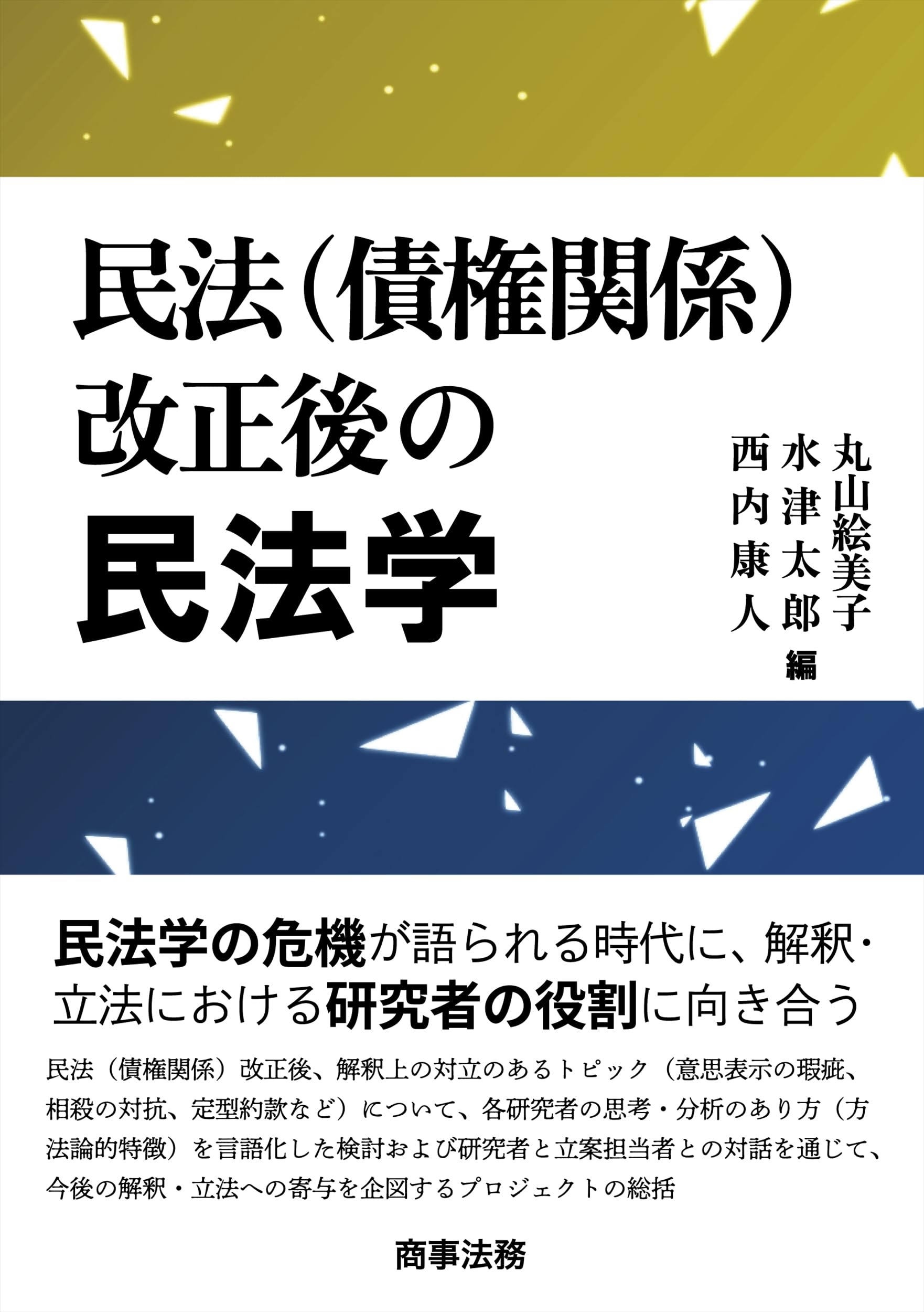 民法（債権関係）改正後の民法学 | 丸山 絵美子, 水津 太郎, 西内 康人