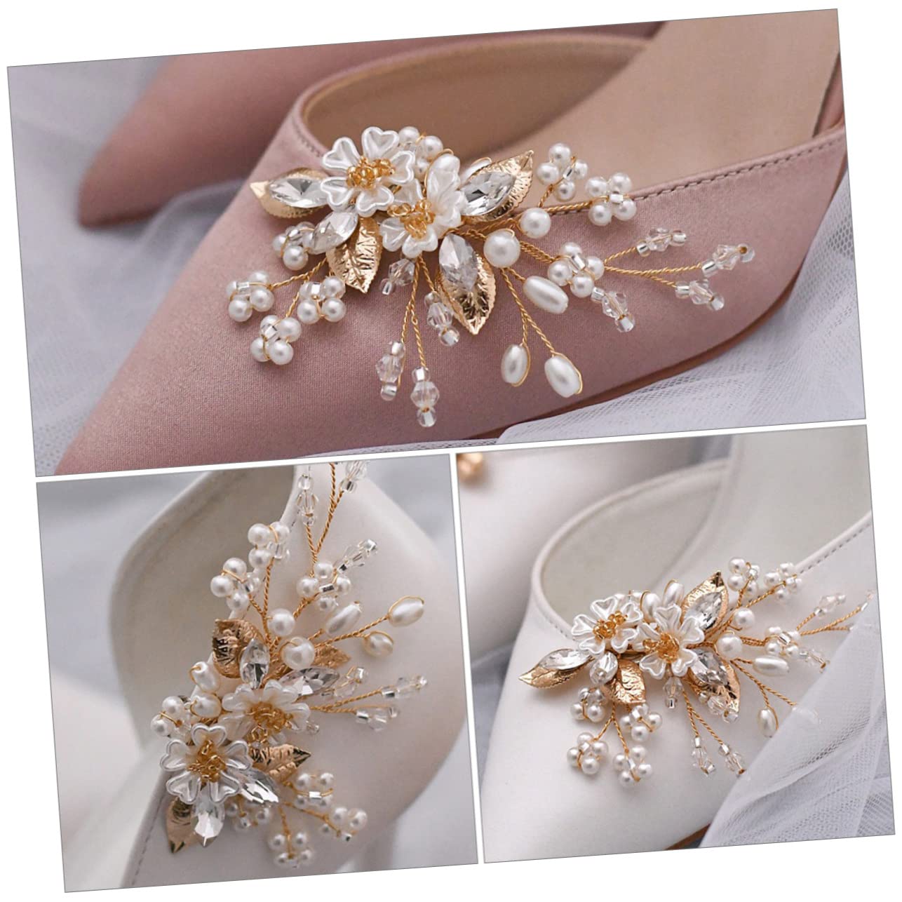 Ipetboom 3 Paia Fibbie per Scarpe Sposa Decorative Accessori Rimovibili per Matrimonio e Speciali per Scarpe Cerimonia